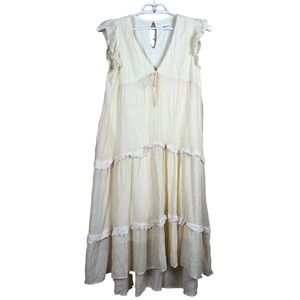 &Merci Womens Ivory Cottagecore Prairie Dress Womens Large